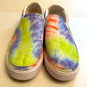 Nike Size 9.5 Court Legacy Green Purple Orange Tie Dye Women’s Slip On Sneakers